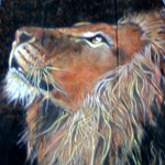 Feather Painting - Longing Lion